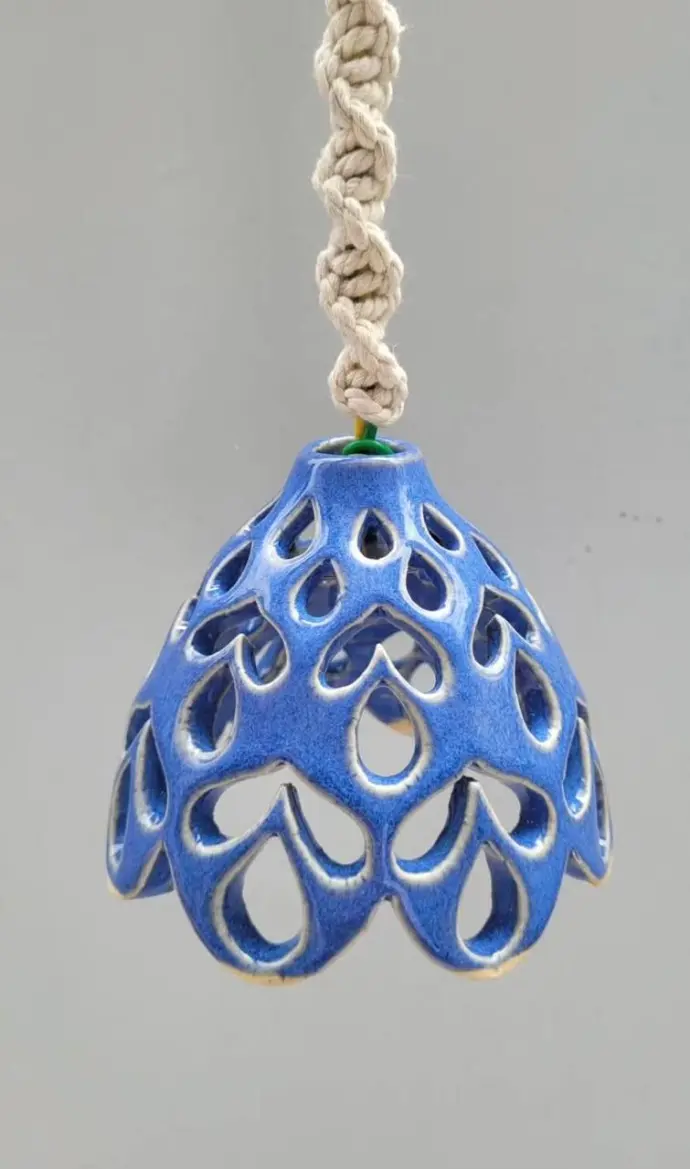 blue cutwork ceramic lamp