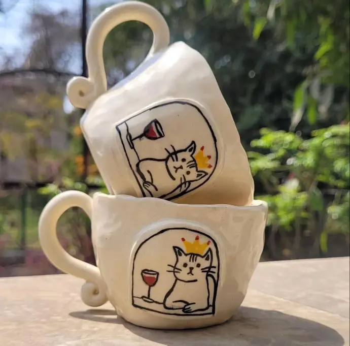 cat ceramic mug funky