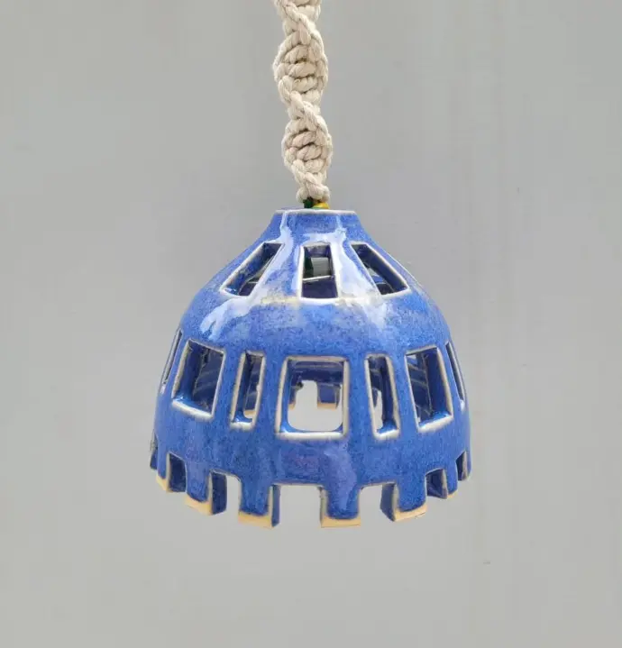 blue hanging ceramic lamp