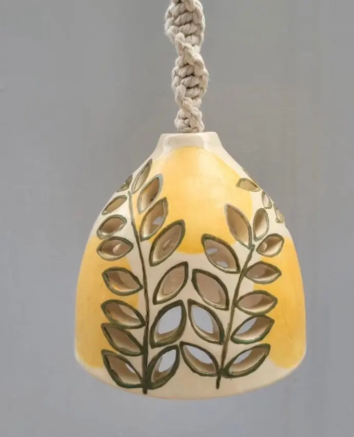 hanging ceramic lamp yellow