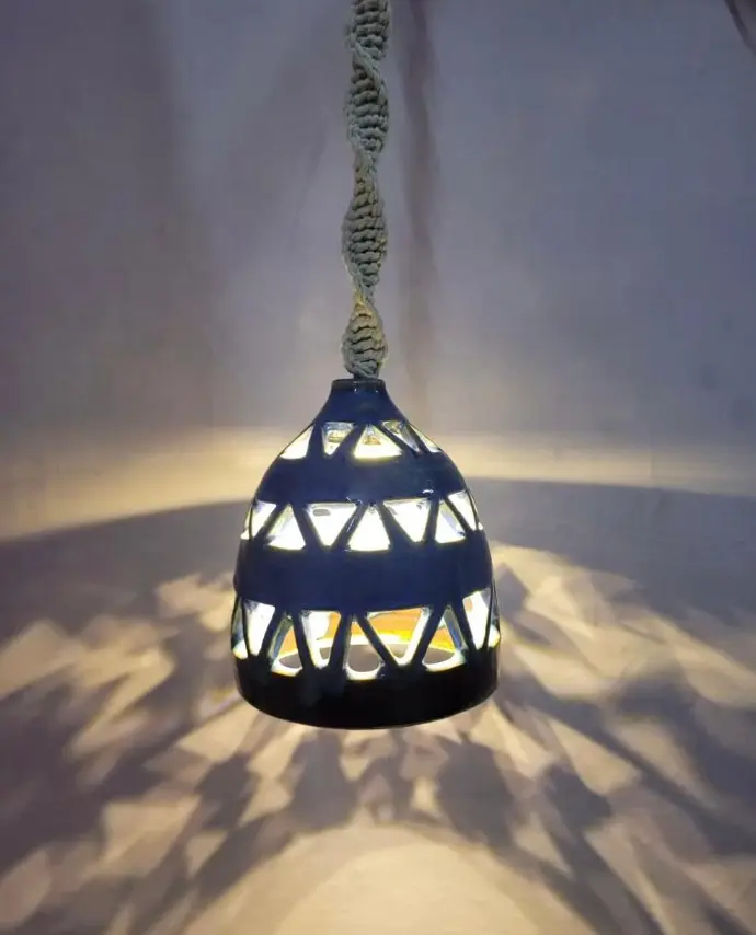 boho style hanging ceramic lamp