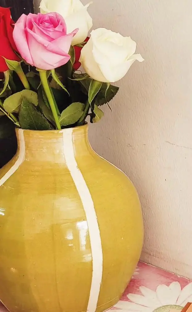 mustard traditional ceramic vase